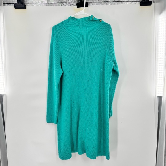 Talbots Blue Long Sleeve Mock Neck Sweater Dress SHAKER STITCH TWEED size XL - Picture 3 of 11